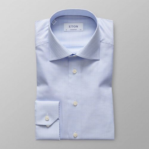 Sky Blue Check Cotton-Tencel Shirt