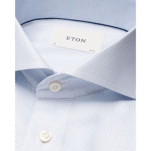 Eton Contemporary Fit - Light blue Herringbone Signature Dobby Shirt